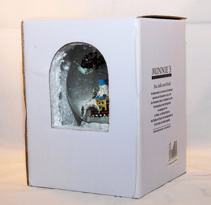 Schneekugel Zuckerbäckerhaus mit Porzellansockel und Spieluhr - Schneekugelhaus