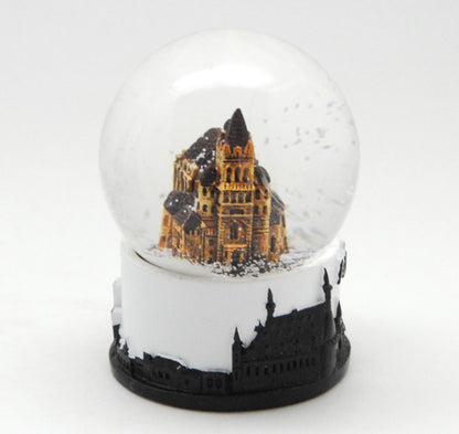 Souvenir Schneekugel Aachen mit Achener Dom und Skyline in schwarz weiß - Schneekugelhaus