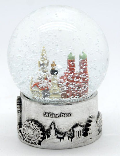 Souvenir Schneekugel München Skyline 80mm - Luftblase - Schneekugelhaus