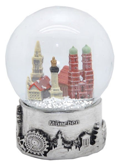 Souvenir Schneekugel München Skyline 80mm - Luftblase - Schneekugelhaus
