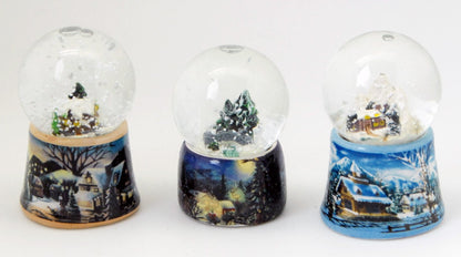 Süßes 3erSet Mini-Schneekugeln Winterlandschaft - Schneekugelhaus